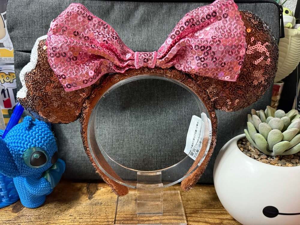 EUC Disney Parks Chocolate Ice Cream Bar Bow Sequin Ears Headband